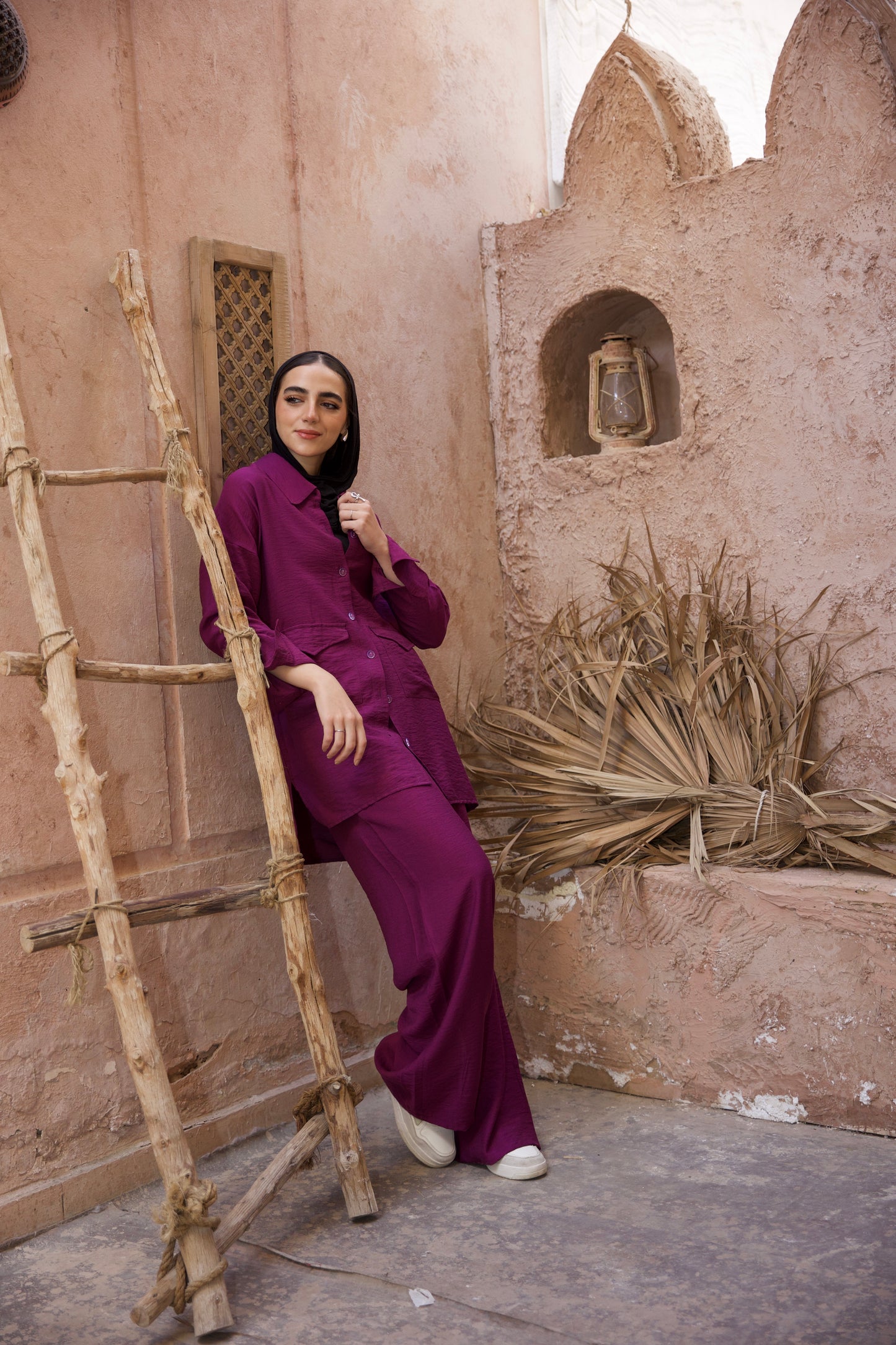 linen set purple