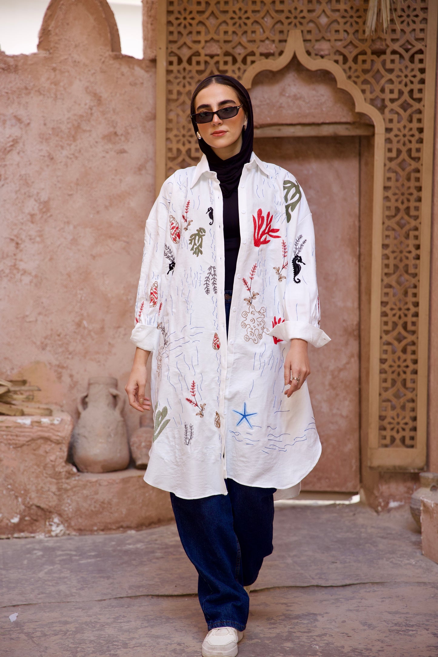 Sea Embroidery shirt